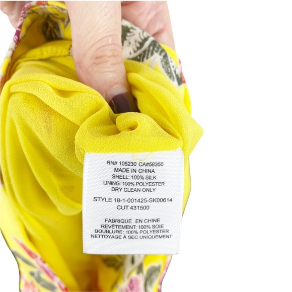 JOIE Yellow Ruffle Faux Wrap Floral SILK Midi Skirt with Tie Size 6 - Picture 9 of 11